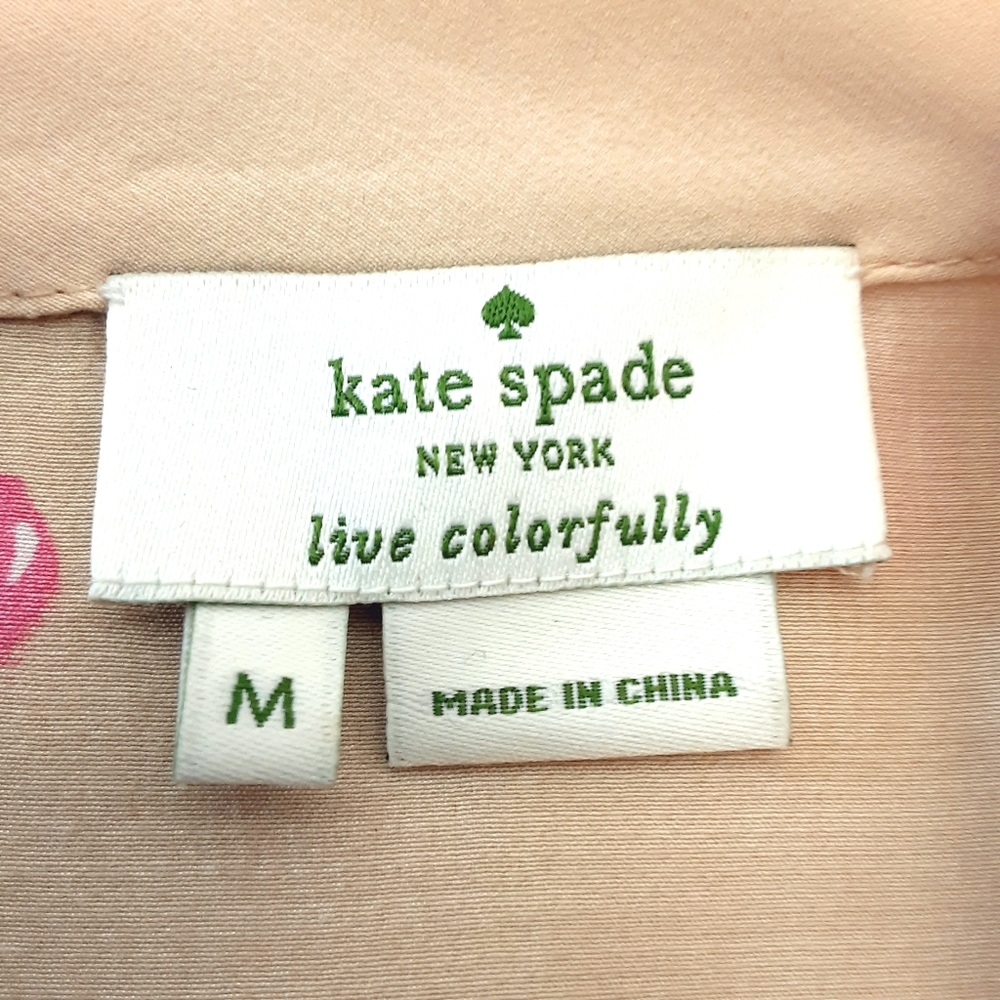 Kate Spade Cream Sleeveless Pink Polka Dot Neck Tie Silk Blend Top - Picture 8 of 9